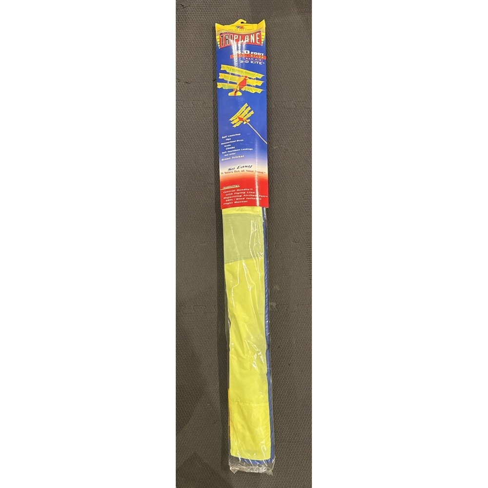 Vintage 2000 Kite Top Of The Line Triplane 4 ft MAX-FORCE Nylon RAM Air 3-D Kite